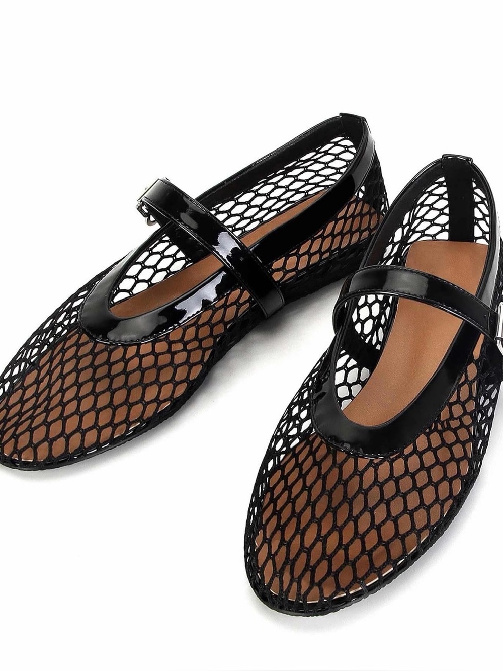 Black Net Mary Jane Flats - Women